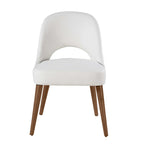Set da pranzo moderno con piano in pietra sinterizzata effetto marmo e base in noce