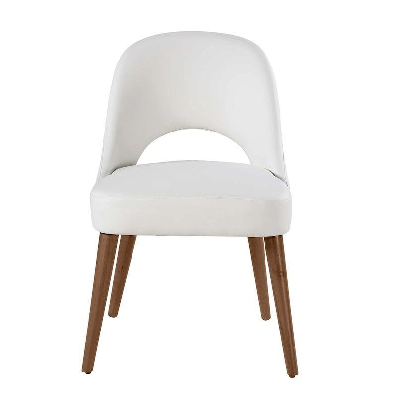 Set da pranzo moderno con piano in pietra sinterizzata effetto marmo e base in noce