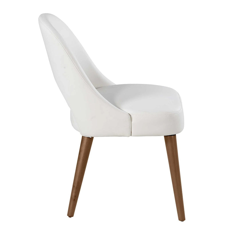 Set da pranzo moderno con piano in pietra sinterizzata effetto marmo e base in noce