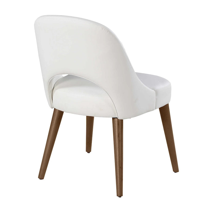 Set da pranzo moderno con piano in pietra sinterizzata effetto marmo e base in noce