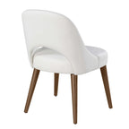 Set da pranzo moderno con piano in pietra sinterizzata effetto marmo e base in noce