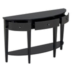 Tavolo Consolle Moderno Curvo, Tavolino da Divano, 3 cassetti, 1 ripiano, Nero