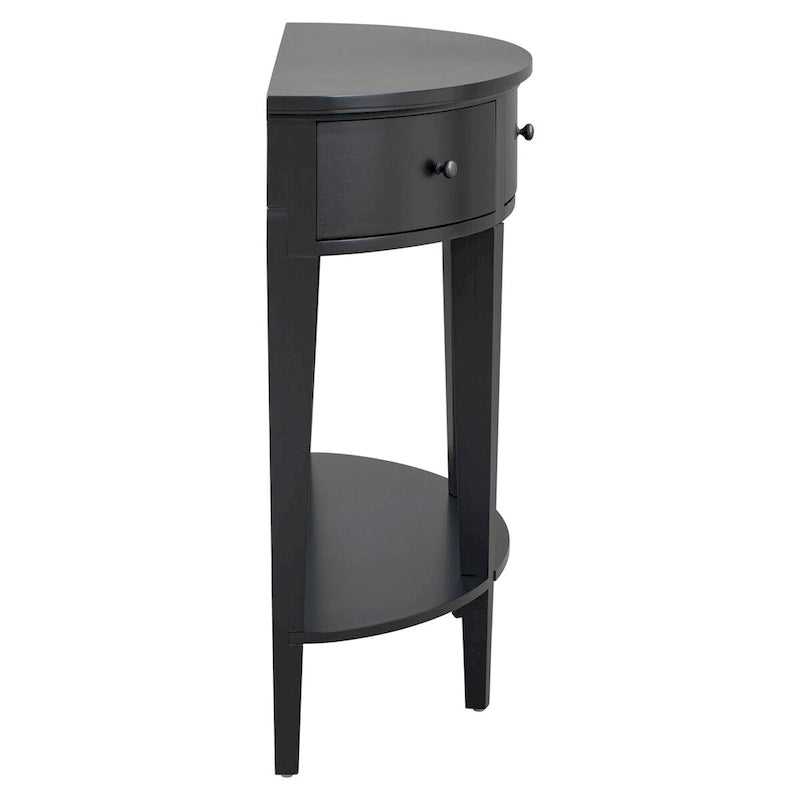 Tavolo Consolle Moderno Curvo, Tavolino da Divano, 3 cassetti, 1 ripiano, Nero