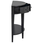 Tavolo Consolle Moderno Curvo, Tavolino da Divano, 3 cassetti, 1 ripiano, Nero