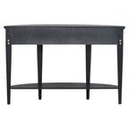Tavolo Consolle Moderno Curvo, Tavolino da Divano, 3 cassetti, 1 ripiano, Nero