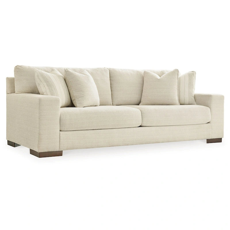 Divano da 96 pollici con 4 cuscini decorativi, cuscino oversize, poliestere beige