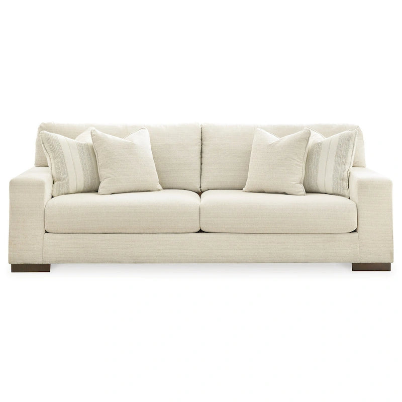 Divano da 96 pollici con 4 cuscini decorativi, cuscino oversize, poliestere beige