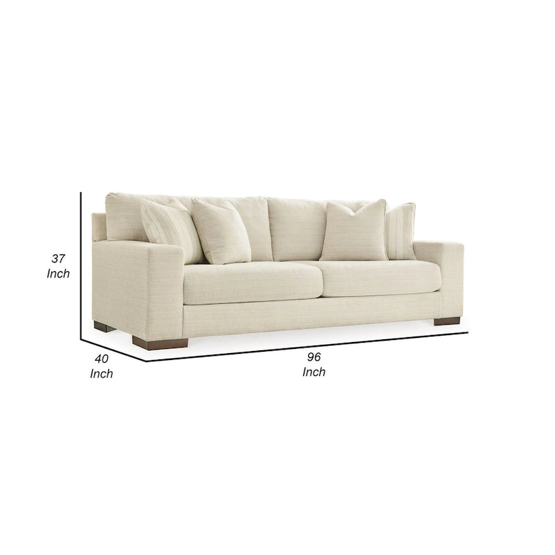 Divano da 96 pollici con 4 cuscini decorativi, cuscino oversize, poliestere beige