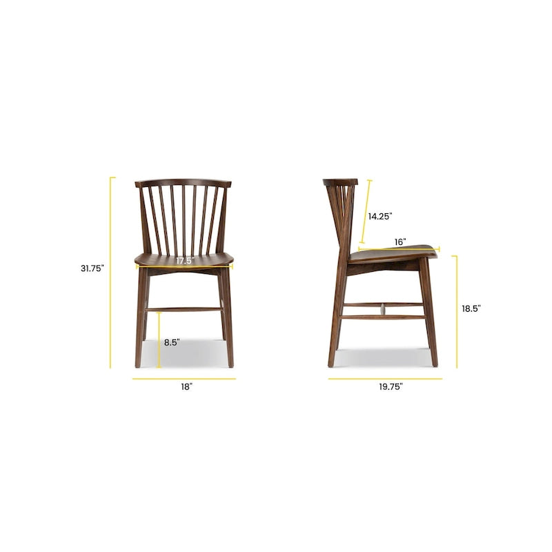 Sedia da pranzo Poly & Bark Ligna - Schienale a fusi con struttura in legno massello