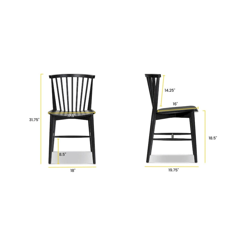 Sedia da pranzo Poly & Bark Ligna - Schienale a fusi con struttura in legno massello