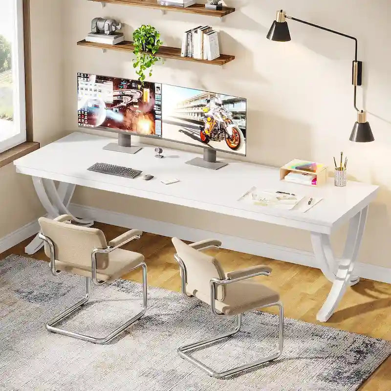 Scrivania per computer da 78 pollici per l'ufficio domestico, tavolo rettangolare per sala studio