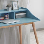 Scrivania Mid-Century Modern in legno con alzata