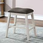 Set da pranzo da 4 pezzi in legno bianco sporco transizionale altezza bancone con spazio contenitore