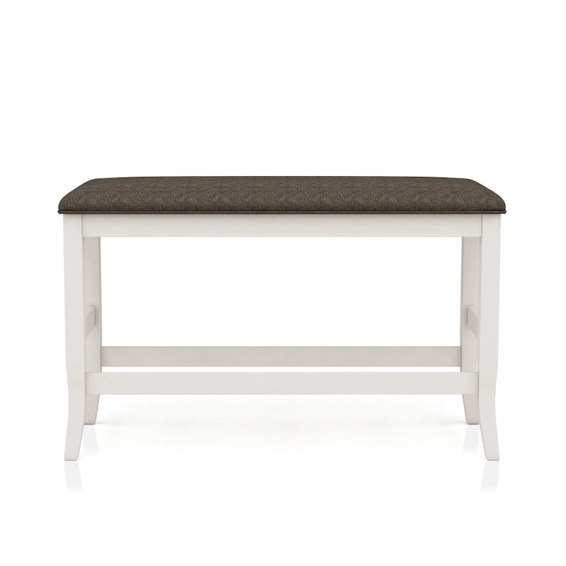 Set da pranzo da 4 pezzi in legno bianco sporco transizionale altezza bancone con spazio contenitore
