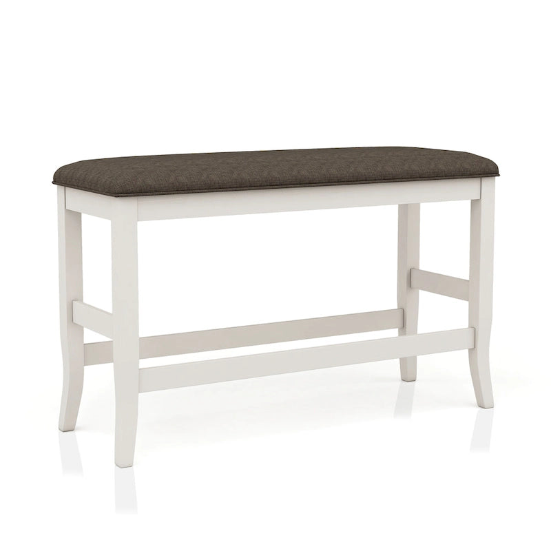 Set da pranzo da 4 pezzi in legno bianco sporco transizionale altezza bancone con spazio contenitore