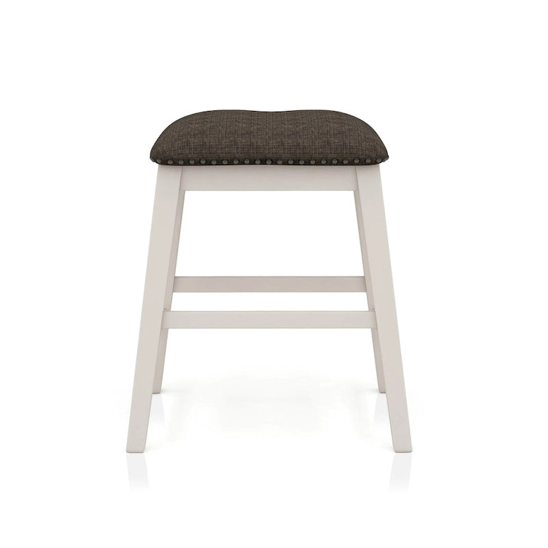 Set da pranzo da 4 pezzi in legno bianco sporco transizionale altezza bancone con spazio contenitore