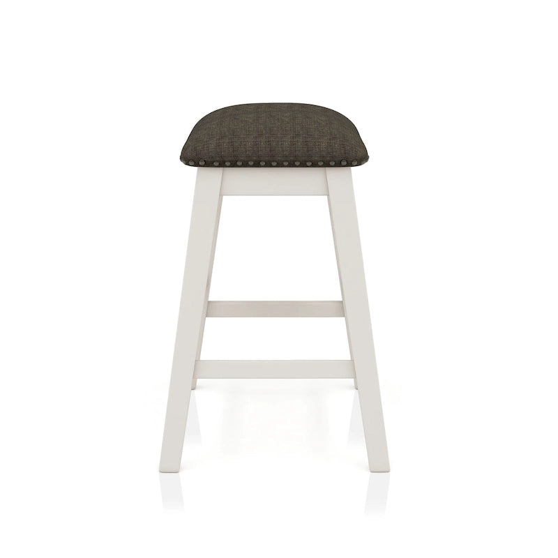 Set da pranzo da 4 pezzi in legno bianco sporco transizionale altezza bancone con spazio contenitore