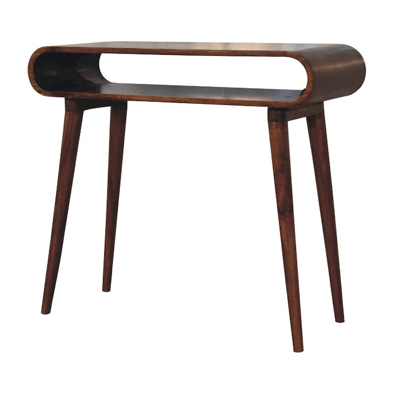 Consolle in legno massello di mango stile nordico con finitura castagno