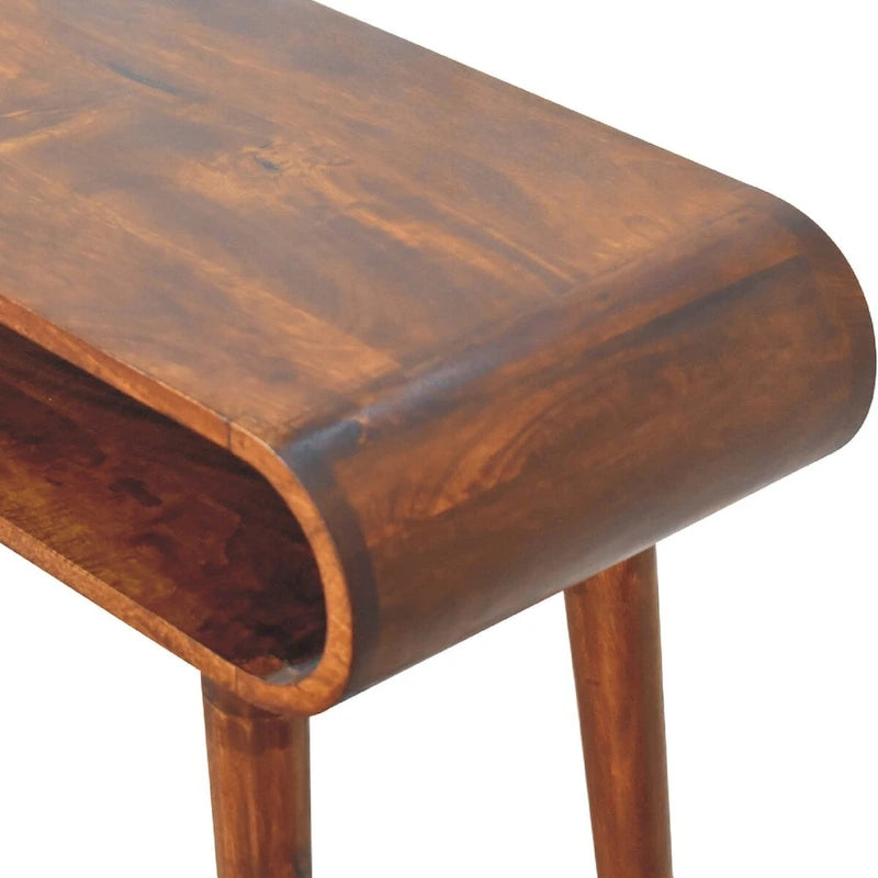 Consolle in legno massello di mango stile nordico con finitura castagno