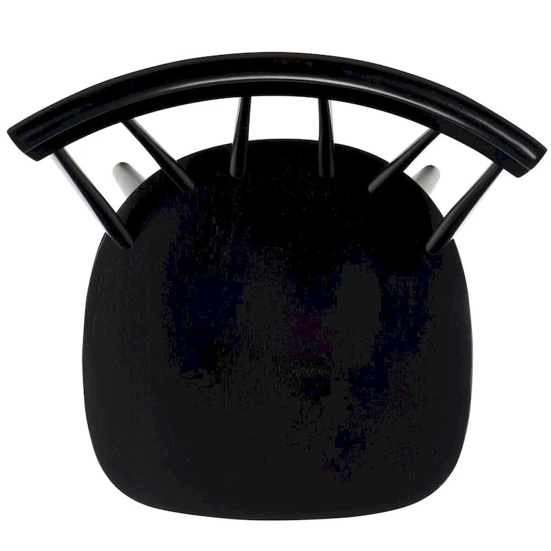 Sedia da pranzo con schienale a fusi stile rustico, set da 2, nero 48x43x89 cm