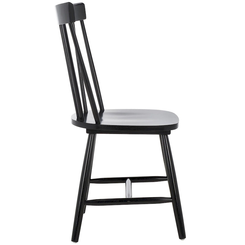 Sedia da pranzo con schienale a fusi stile rustico, set da 2, nero 48x43x89 cm
