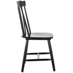 Sedia da pranzo con schienale a fusi stile rustico, set da 2, nero 48x43x89 cm