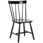 Sedia da pranzo con schienale a fusi stile rustico, set da 2, nero 48x43x89 cm