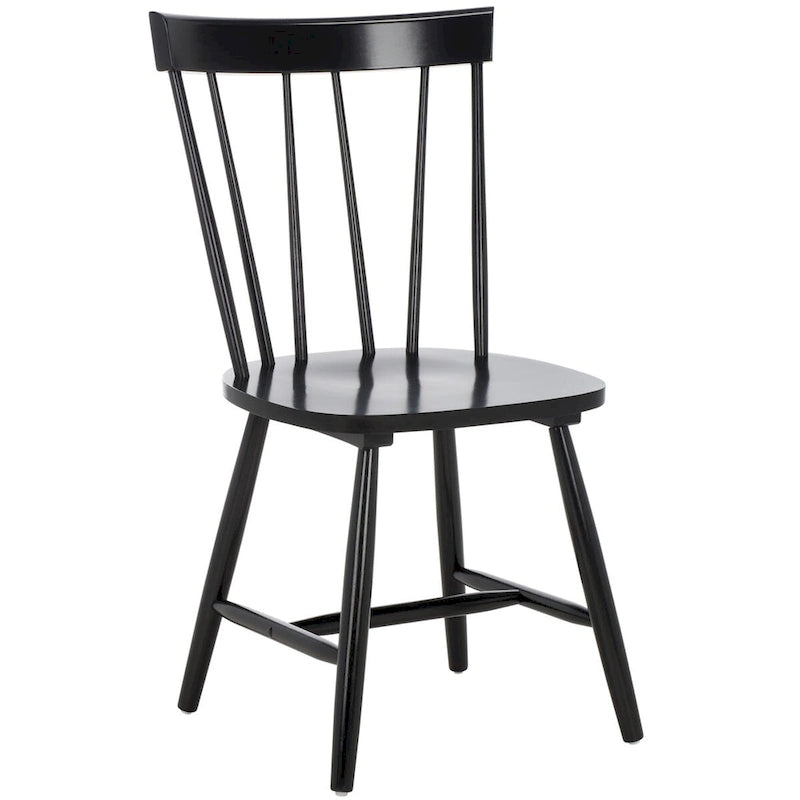 Sedia da pranzo con schienale a fusi stile rustico, set da 2, nero 48x43x89 cm