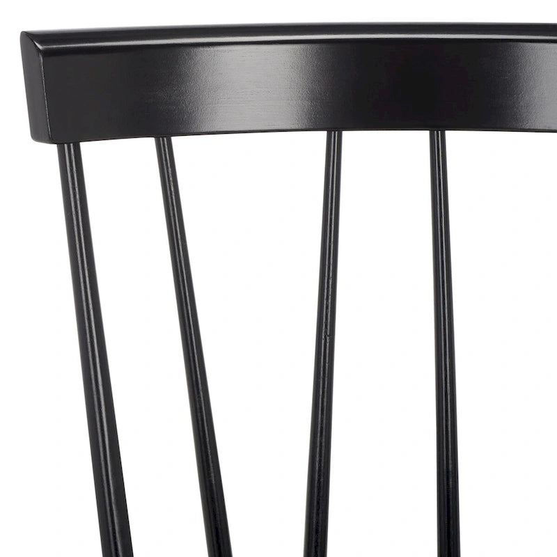 Sedia da pranzo con schienale a fusi stile rustico, set da 2, nero 48x43x89 cm